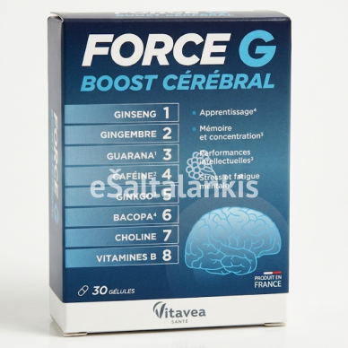 Maisto papildas VITAVEA FORCE G BOOST CÉRÉBRAL protinei veiklai, 30 augalinės kilmės kapsulių Maisto papildas VITAVEA FORCE G BOOST CÉRÉBRAL protinei veiklai, 30 augalinės kilmės kapsulių