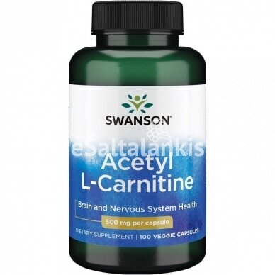 Maisto papildas ACETIL L-KARNITINAS 500 mg. 100 kap. "SWANSON"