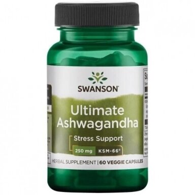 AŠVAGANDA (ASHWAGANDHA) KSM-66 EKSTRAKTAS 60 KAPS. (SWANSON, JAV) AŠVAGANDA (ASHWAGANDHA) KSM-66 EKSTRAKTAS 60 KAPS. (SWANSON, JAV)