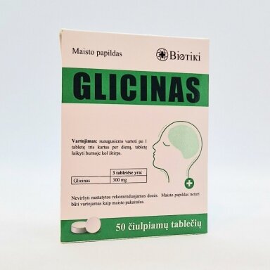Biotiki Glicinas 100 mg, 50 čiulpiamų tablečių