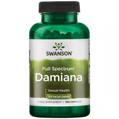 Maisto papildas DAMIANA LAPAI (TURNERA DIFFUSA) 510 mg. 100 kap. "SWANSON"