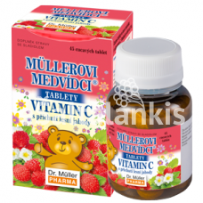Dr. Muller braškių skonio meškiukai su vitaminu C, 45 tabletės