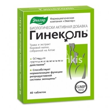 Maisto papildas Ginekol 40 tab. "Evalar" Maisto papildas Ginekol 40 tab. "Evalar"