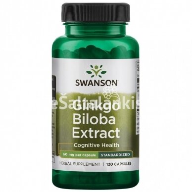Maisto papildas GINKGO BILOBA STANDARTIZUOTA 60 mg. 120 kap. "SWANSON"