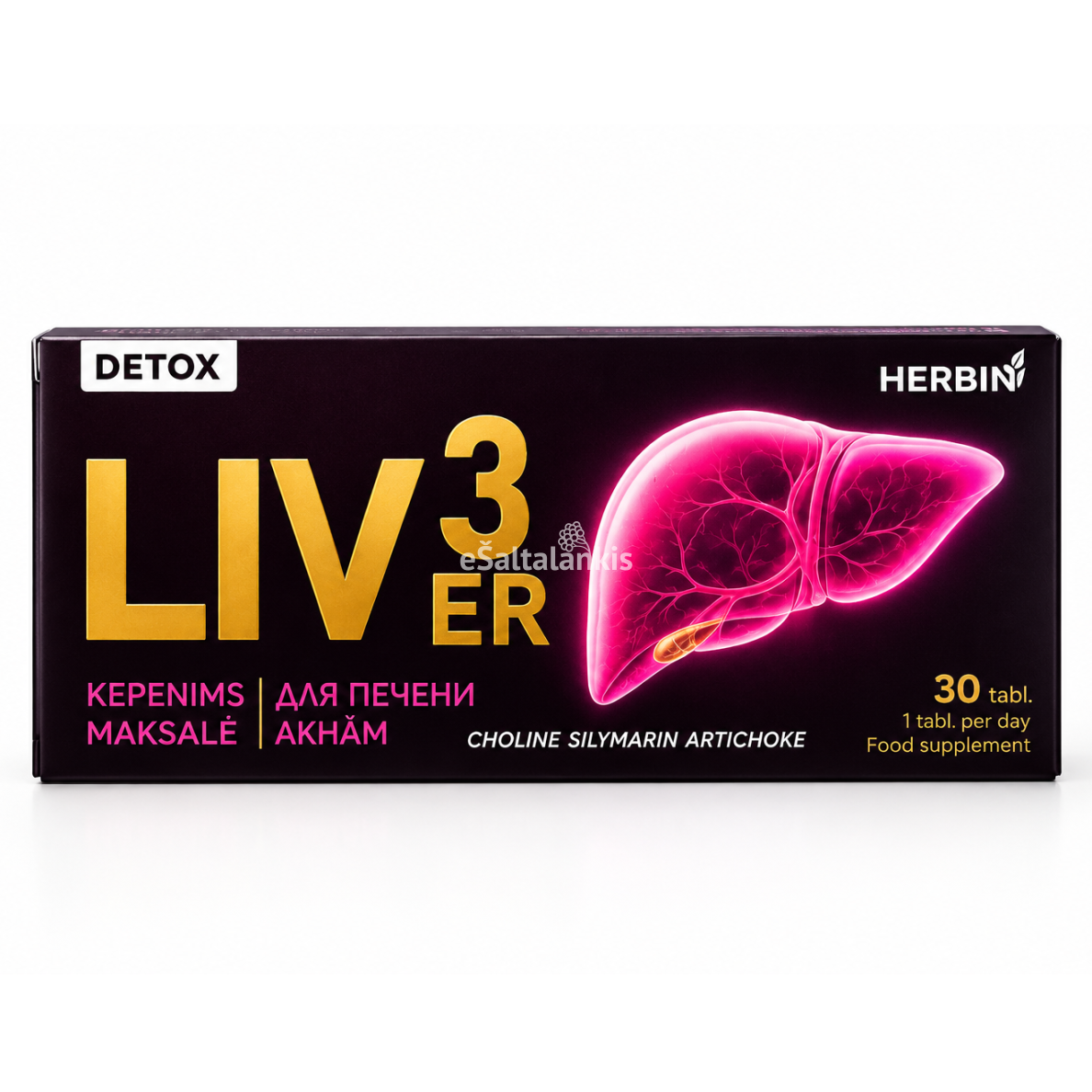 Maisto papildas HERBIN LIVER3 Detox kepenims , 30 tablečių
