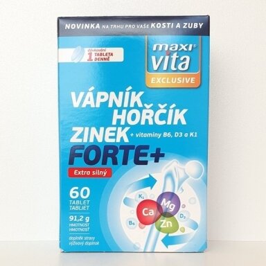 Maisto papildas Kalcis + Magnis + Cinkas Forte + B6, K1, D3. 60 tab.