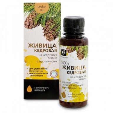 Kedrų sakai kedrų riešutų aliejuje su propoliu 100 ml. Kedrų sakai kedrų riešutų aliejuje su propoliu 100 ml.
