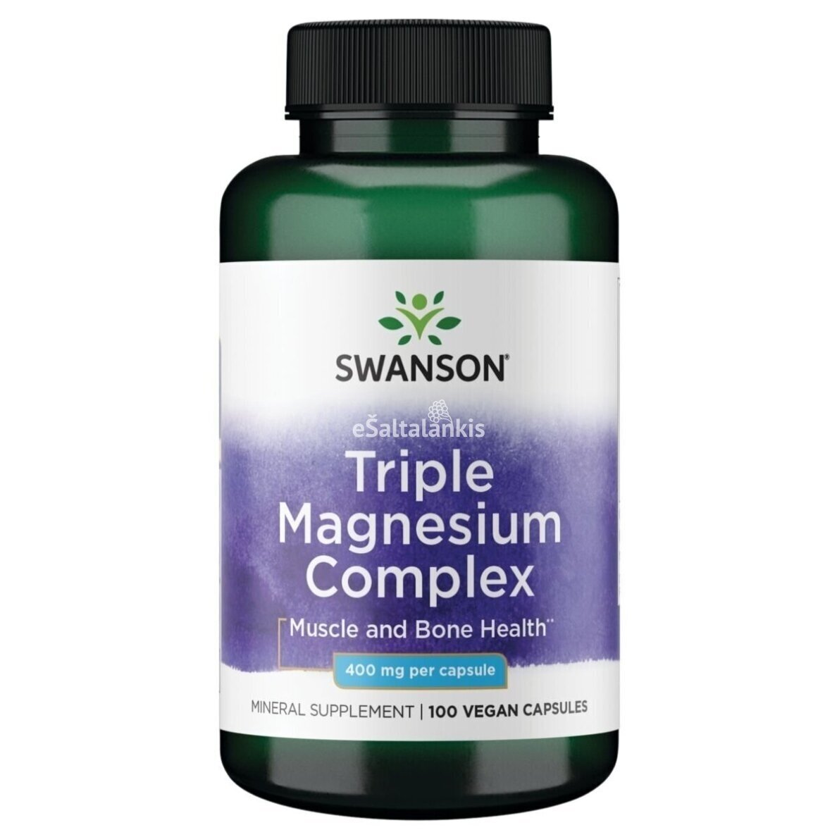 Maisto papildas Trigubas Magnio Kompleksas 400 Mg 100 Veg. Kaps. (Swanson, JAV)