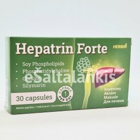 Maisto papildas HEPATRIN Forte Herbin, 30 kap.