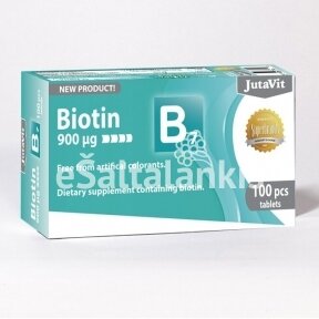 Maisto papildas JutaVit vitaminas B7 (biotinas) 900 µg, 100 tab.