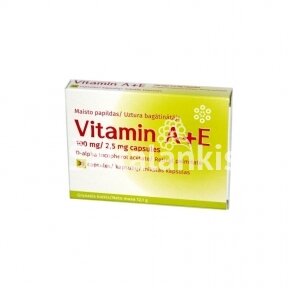 Maisto papildas Vitamin A+E, 67 mg / 750 µg, 30 kap.