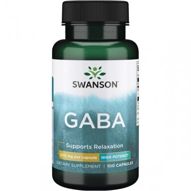 Maisto papildas GABA (Gama-amino sviesto rūgštis) 500 mg. 100 kap. "SWANSON" Maisto papildas GABA (Gama-amino sviesto rūgštis) 500 mg. 100 kap. "SWANSON"