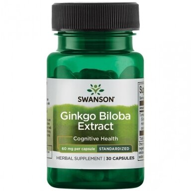 Maisto papildas GINKGO BILOBA 60mg. 30 kap. "SWANSON" Maisto papildas GINKGO BILOBA 60mg. 30 kap. "SWANSON"