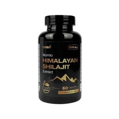Maisto papildas HERBIN Himalajų Mumio (Shilajit) Ekstraktas 500 mg., 60 kap. (Vegan)