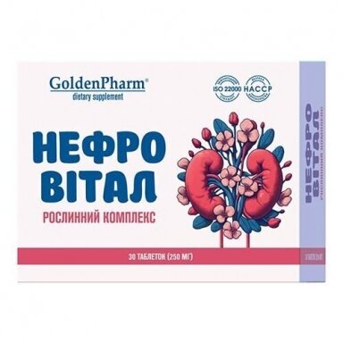 Maisto papildas Nefrovital inkstams ir šlapimo takams, 30 tab. Maisto papildas Nefrovital inkstams ir šlapimo takams, 30 tab.