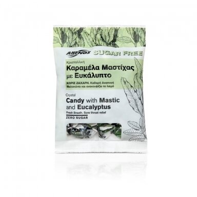 Mastikos ledinukai su eukaliptu ir mentoliu, be cukraus, 70g. (27 ledinukai) Mastikos ledinukai su eukaliptu ir mentoliu, be cukraus, 70g. (27 ledinukai)