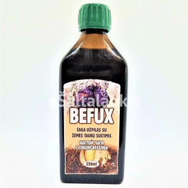 Maisto papildas BEFUX čaga užpilas su žemės taukų sultimis 250 ml.