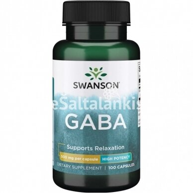 Maisto papildas GABA (Gama-amino sviesto rūgštis) 500 mg. 100 kap. "SWANSON"