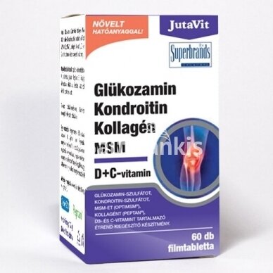 Maisto papildas Gliukozaminas + Chondroitinas + Kolagenas + MSM + Vitaminas D3 ir C "JutaVit"