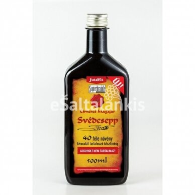 Maisto papildas "Švediški lašai" su 40 žolelių ekstraktais 500 ml. "JutaVit"