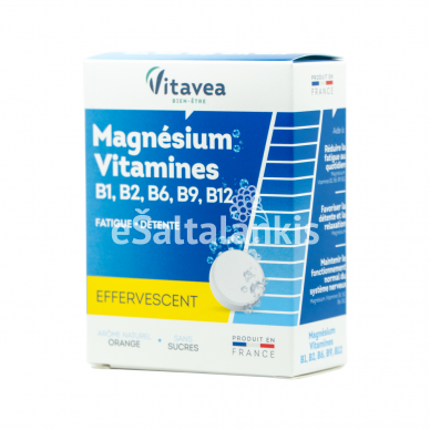Maisto papildas Vitavea Magnis, vitaminai B1, B2, B6, B9, B12, 24 tirpstančios tabletės Maisto papildas Vitavea Magnis, vitaminai B1, B2, B6, B9, B12, 24 tirpstančios tabletės