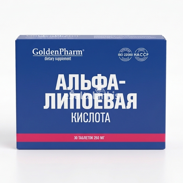 Maisto papildas Golden Pharm Alfa-lipoinė rūgštis 180 mg, 30 tablečių