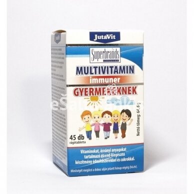 Maisto papildas Multivitamin Immuner Vaikams su laktobacilomis 45 kramtomųjų tab. (vaisių skonio)  "JutaVit"