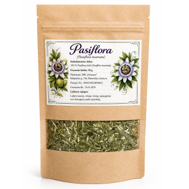Pasiflora arbata – žolelių arbata ramybei ir kokybiškam miegui, 50 g. Pasiflora arbata – žolelių arbata ramybei ir kokybiškam miegui, 50 g.