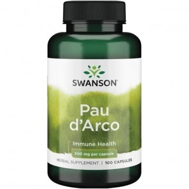 Maisto papildas Pau d'Arco 500 mg. 100 kap. "SWANSON" Maisto papildas Pau d'Arco 500 mg. 100 kap. "SWANSON"