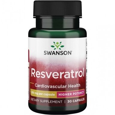 Maisto papildas RESVERATROLIS 250 MG 30 kap. "SWANSON"
