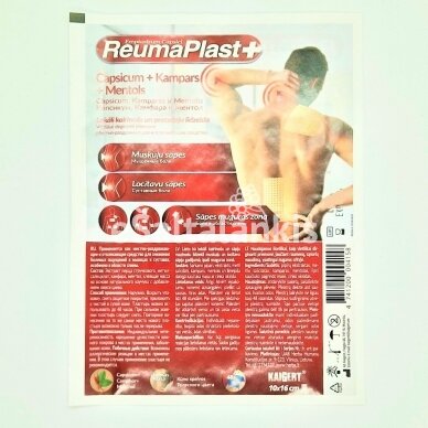 Reumaplast + Capsicum, Kamparas ir Mentolis, 10 x 16 cm.