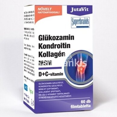 Maisto papildas Gliukozaminas + Chondroitinas + Kolagenas + MSM + Vitaminas D3 ir C "JutaVit" 1