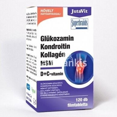Maisto papildas Gliukozaminas + Chondroitinas + Kolagenas + MSM + Vitaminas D3 ir C "JutaVit"