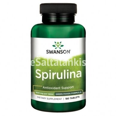 Maisto papildas SPIRULINA 500 mg. 180 kap. "SWANSON"