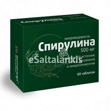 Maisto papildas Spirulina 500 mg, 60 tab. "Vitamir"