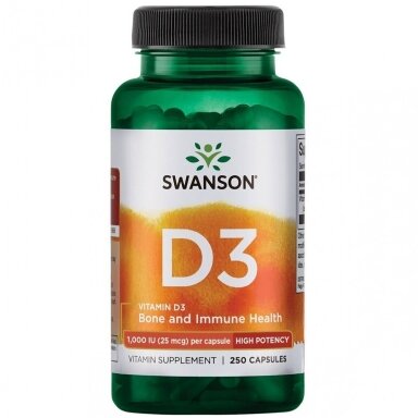 Maisto papildas VITAMINAS D3 1000TV 250 kap. "SWANSON"