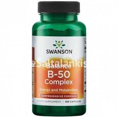 Maisto papildas VITAMINŲ B KOMPLEKSAS 100 kap. "SWANSON" Maisto papildas VITAMINŲ B KOMPLEKSAS 100 kap. "SWANSON"