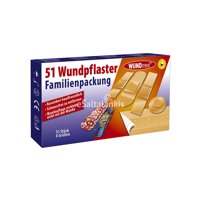 WUNDMED pleistrų rinkinys, 51 vnt. WUNDMED pleistrų rinkinys, 51 vnt.